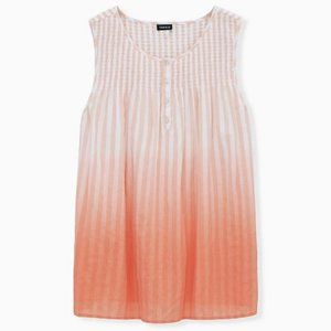 Coral Cotton Smocked Henley Tank - Torrid 0